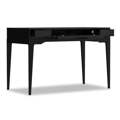 Harper Handcrafted Desk, black lacquered writing desk with side storage drawers on Tampa Home & Garden Store