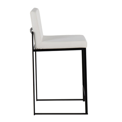 Fuji high-back counter stool white faux leather seat and back with black metal frame on Tampa Home & Garden Store