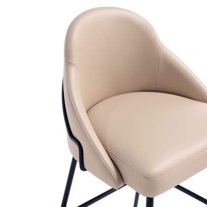 Gracie Upholstered Barstool beige faux-leather seat with black metal frame bar height 28-30in on Tampa Home & Garden Store