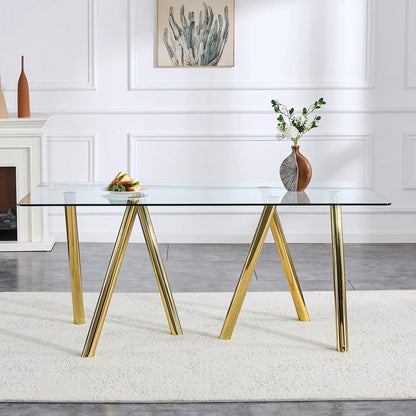 Sturdy Dining Table With Tempered Glass Surface
