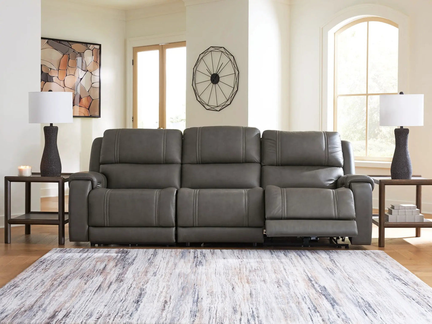 5Z Pittson Power Reclining Sectional gray leather by Unique Piece Furniture on Tampa Home & Garden Store