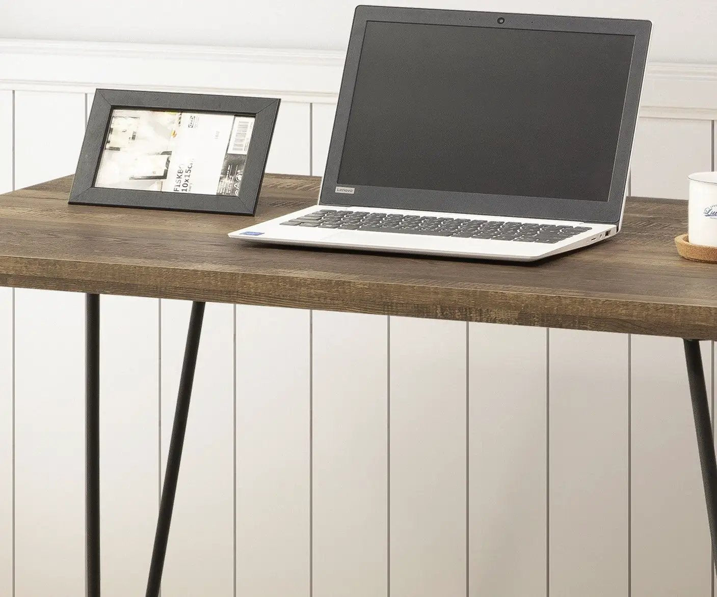 Rustic Oak Desk in Taupe Finish with Sturdy Build
