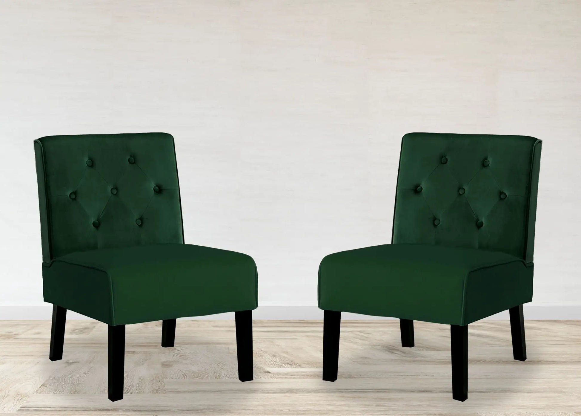 Reese armless button-tufted accent chair set of 2 in emerald green velvet Unique Piece Furniture on Tampa Home & Garden Store