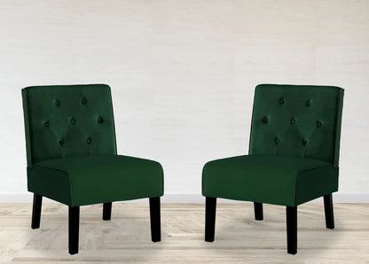 Reese armless button-tufted accent chair set of 2 in emerald green velvet Unique Piece Furniture on Tampa Home & Garden Store