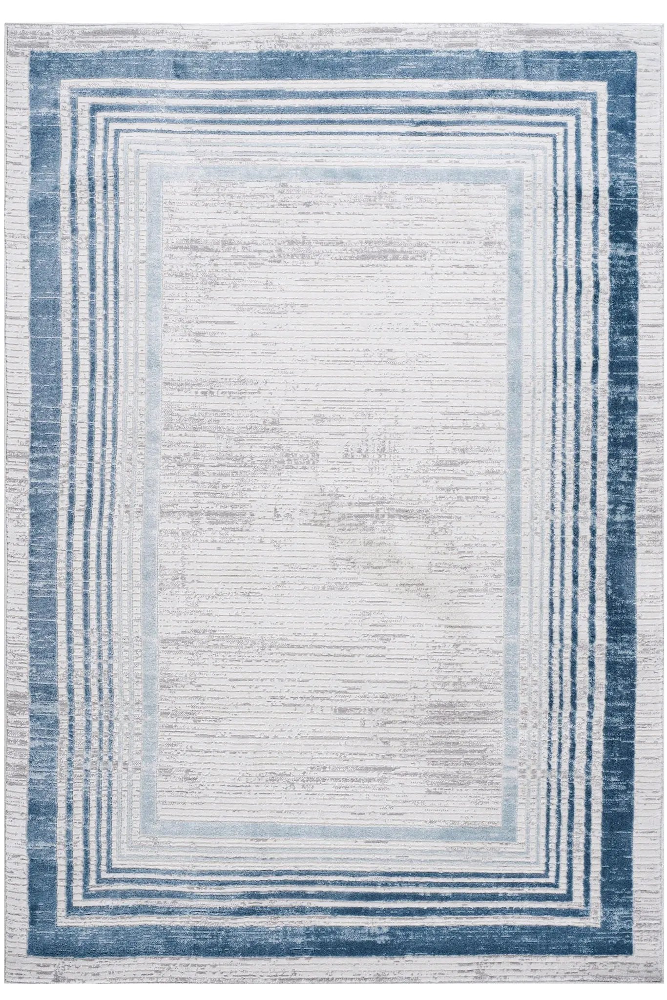 Marfi bordered area rug with blue gradient borders on a cream field, Unique Piece Furniture on Tampa Home & Garden Store