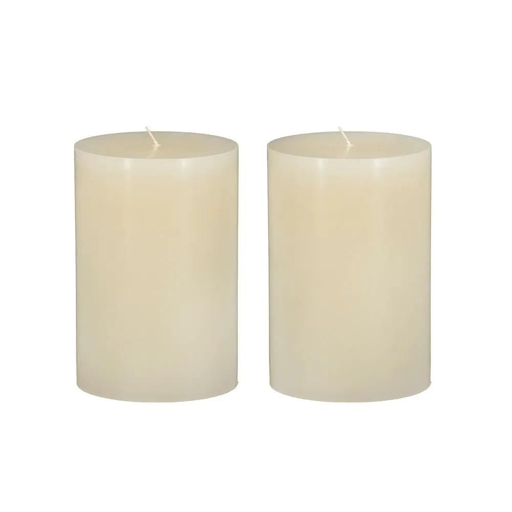 Unscented soy wax candle set of 2 by Unique Piece Furniture, ivory pillar candles on Tampa Home & Garden Store