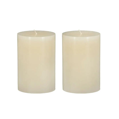 Unscented soy wax candle set of 2 by Unique Piece Furniture, ivory pillar candles on Tampa Home & Garden Store