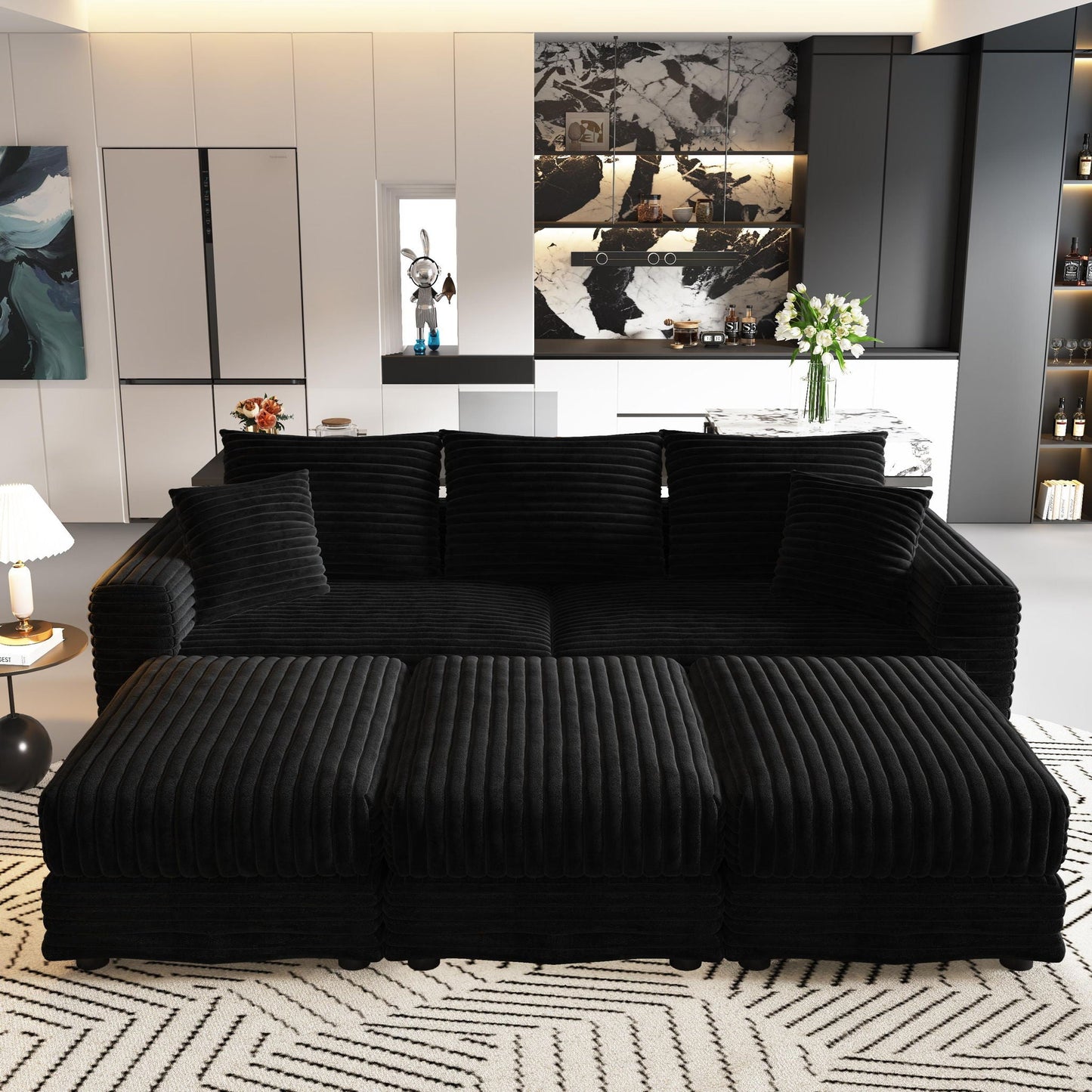 Convertible Sofa With Deep Seat and Pillows