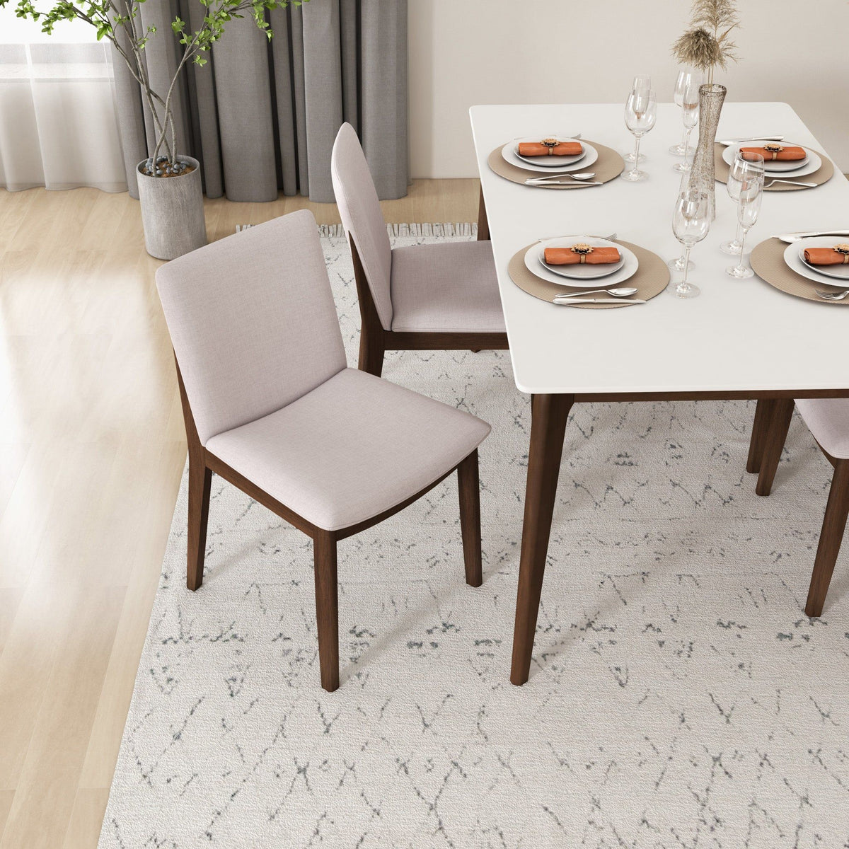 Mid-Century Modern dining chair set of four in fabric with solid wood legs by HouseOfZazla on Tampa Home & Garden Store