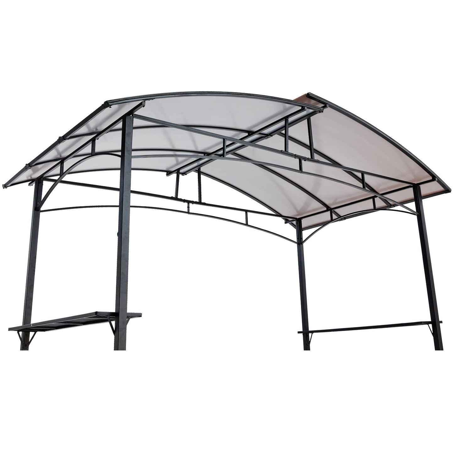 Grill Gazebo 8x5ft BBQ shelter with black steel frame and translucent canopy with side shelves on Tampa Home & Garden Store