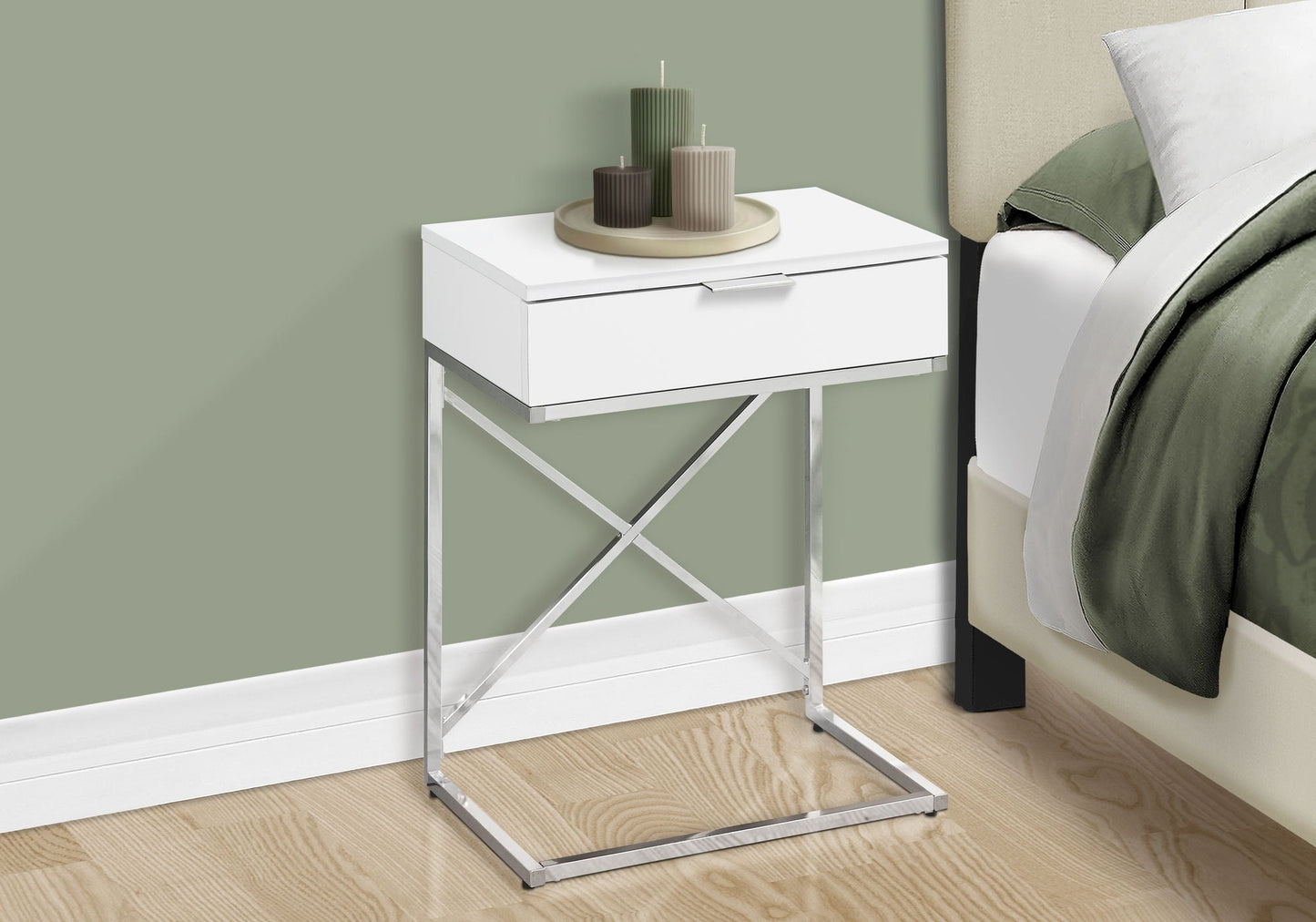 Accent Side Table With Storage Drawer Large Top