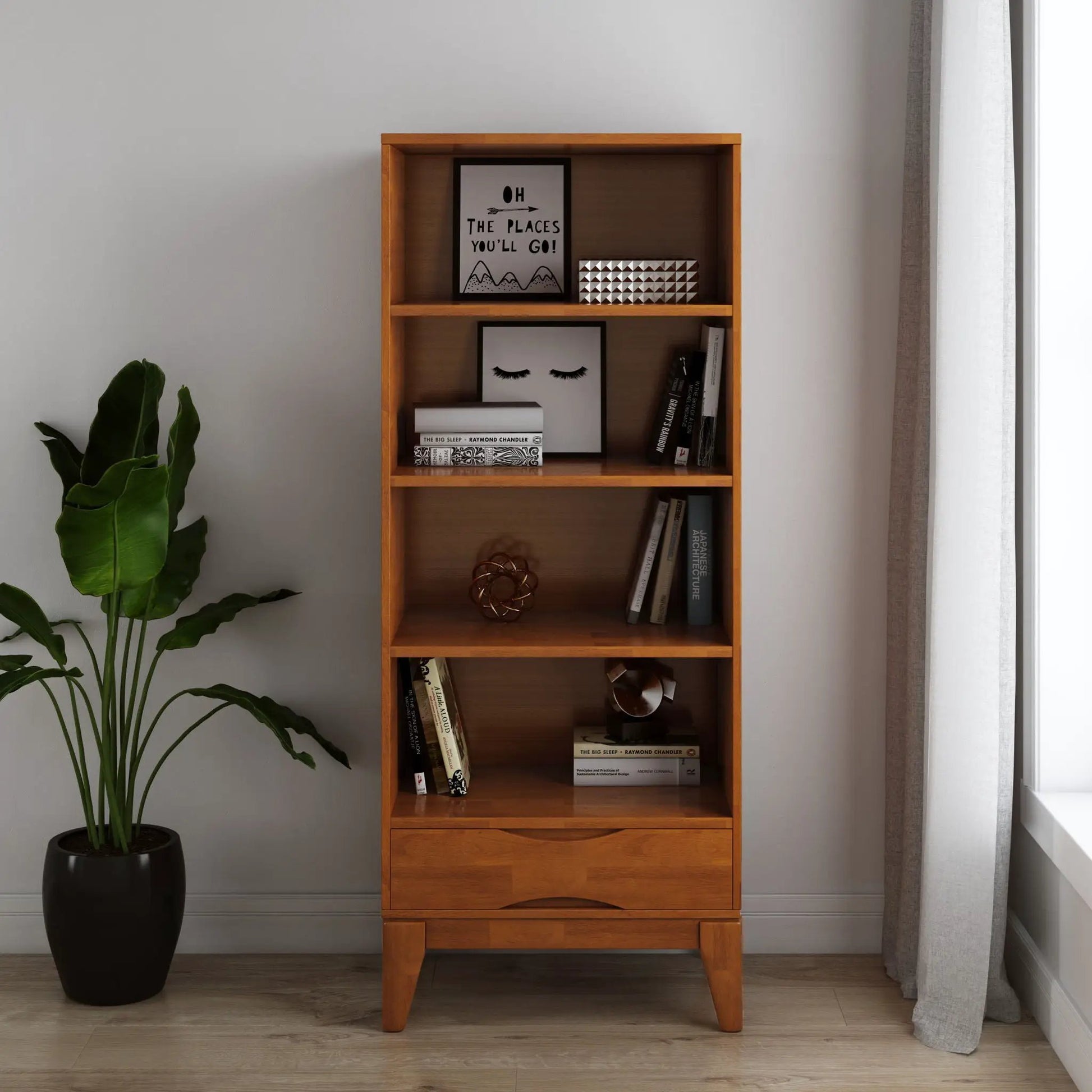Harper Handcrafted Bookcase With Storage in oak with books by Unique Piece Furniture on Tampa Home & Garden Store