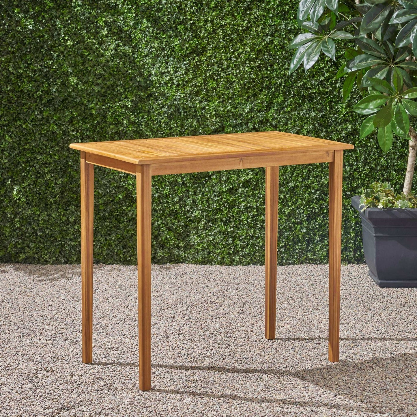 Minimalist Acacia Rectangle and Patio Bar Table