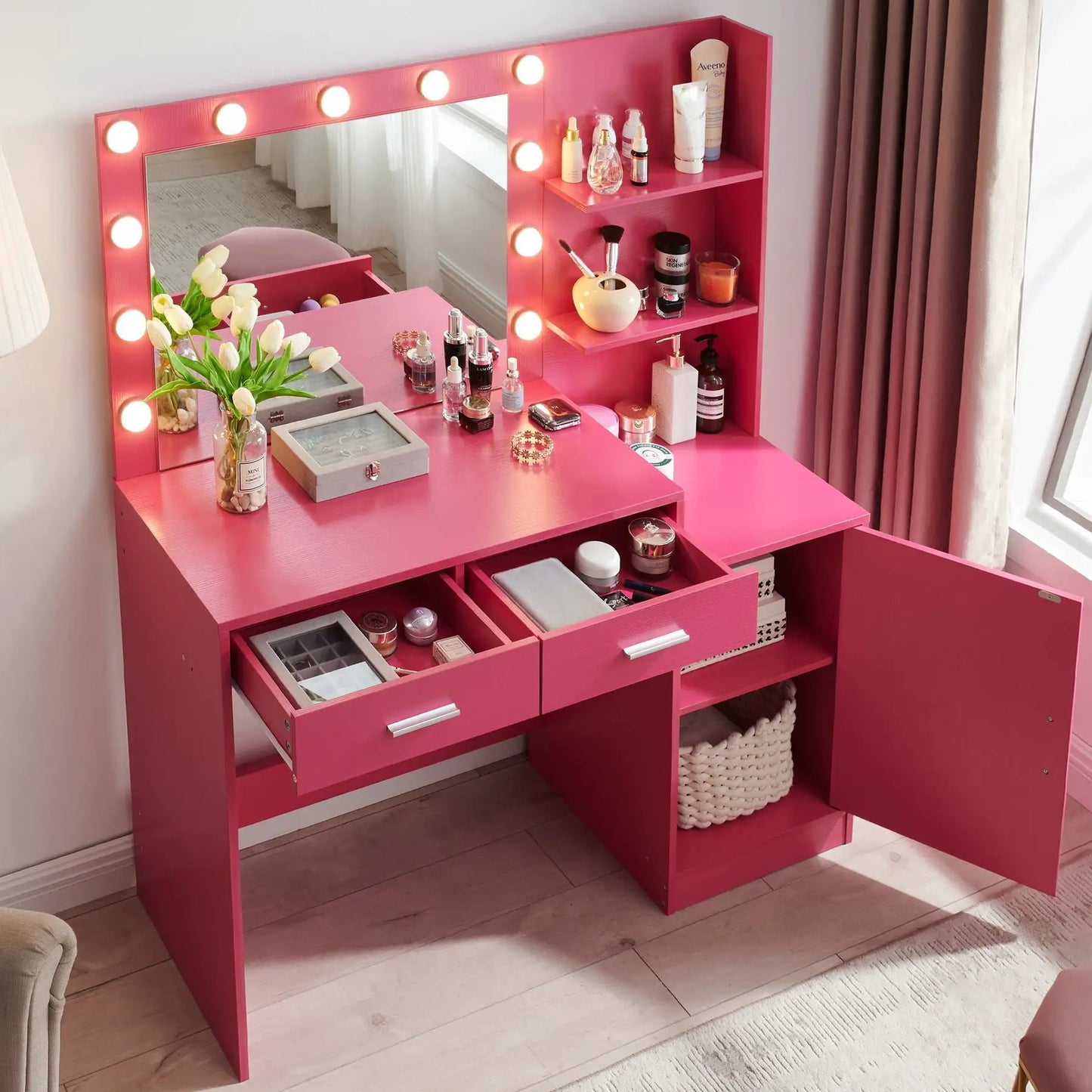 Vanity Desk With Mirror and Lights Dressing Table