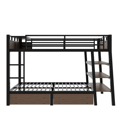 HouseOfZazla full size metal bunk bed with storage drawers and side shelves on Tampa Home & Garden Store