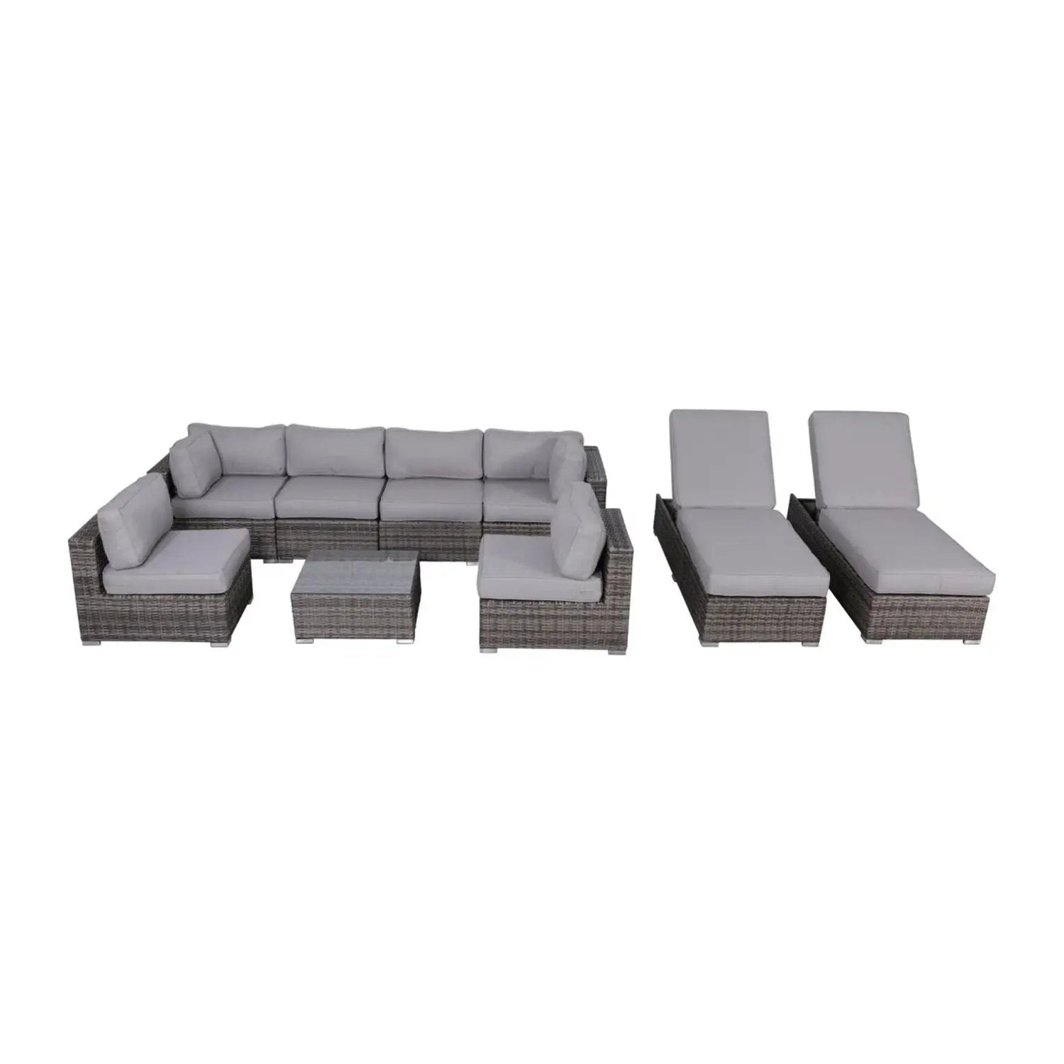 Seating Set With Cushions Handcrafted Wicker 4-Piece Outdoor Set grey cushions on Tampa Home & Garden Store