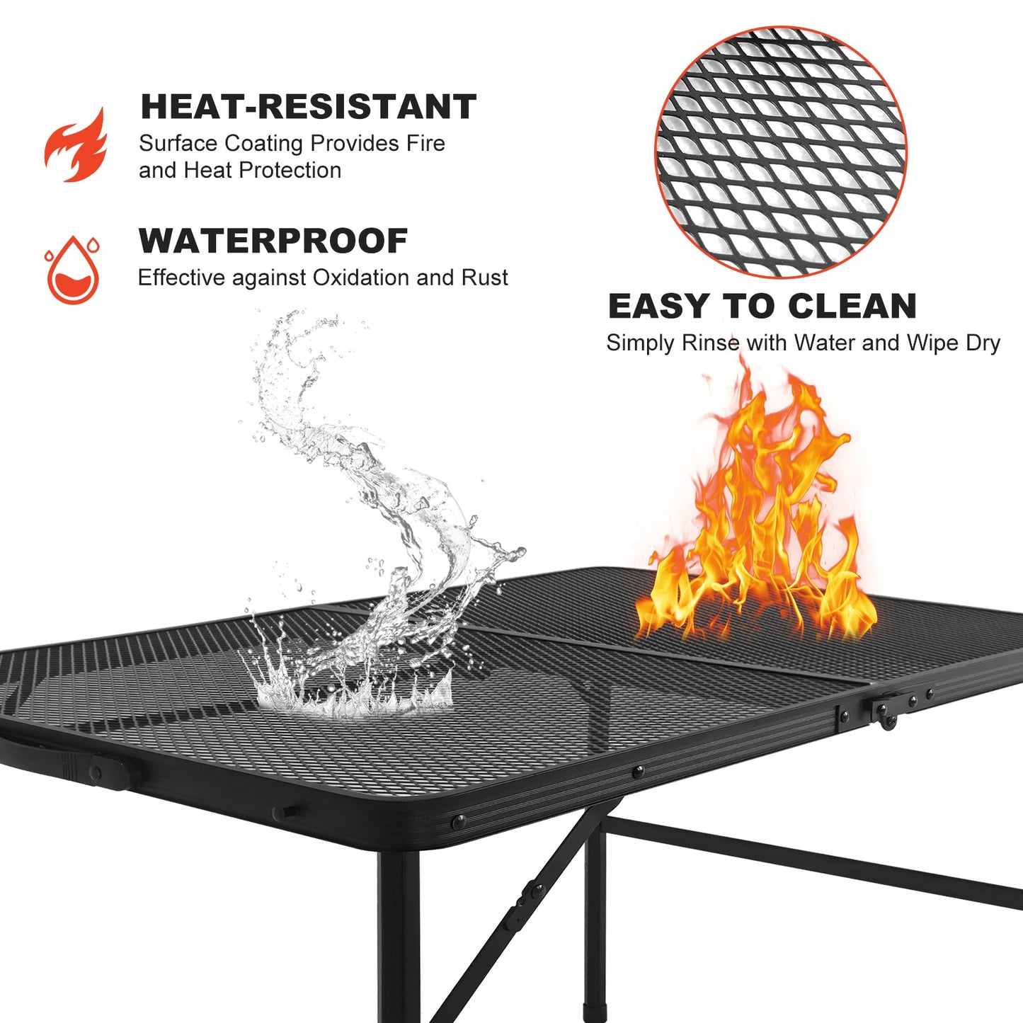 HouseOfZazla 3ft camping table with mesh desktop, lightweight portable folding grill table on Tampa Home & Garden Store