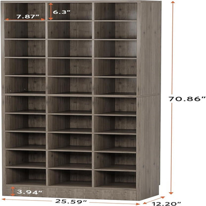 10-tier shoe storage cabinet with 30 cubbies in brown wood finish on Tampa Home & Garden Store