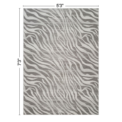 Plush zebra-pattern area rug ivory and gray by HouseOfZazla on Tampa Home & Garden Store