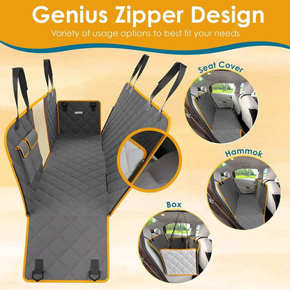 Luxury Dog Car Seat Cover Hammock gray orange-trim non-slip waterproof barrier Max & Rex on Tampa Home & Garden Store