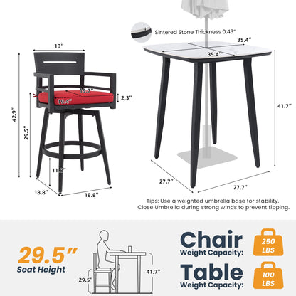 Outdoor Patio Bar Set And Sintered Stone Table