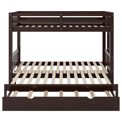 Smooth Mobility Bunk Bed With Trundle in dark brown wood with slatted bases on Tampa Home & Garden Store