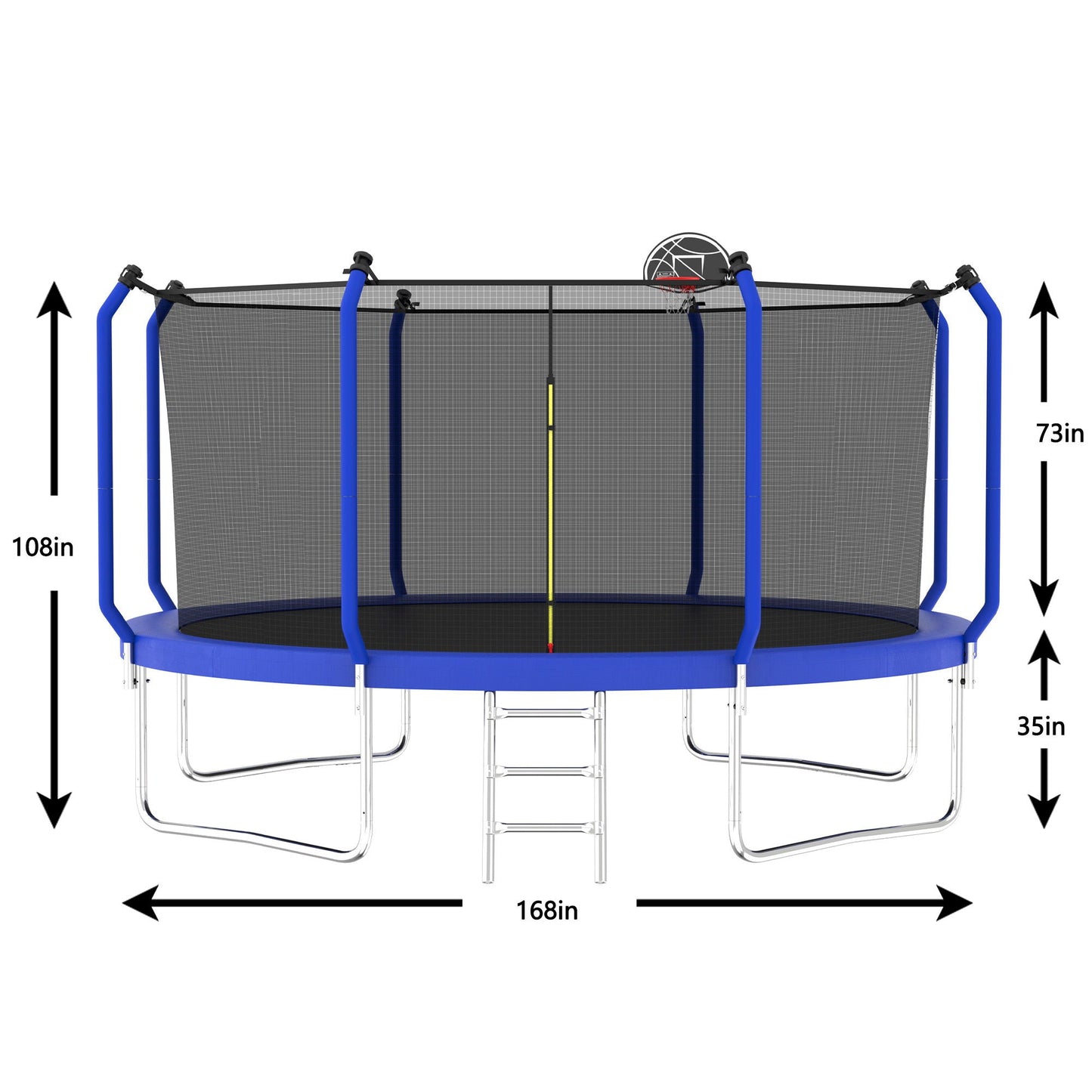 Outdoor Backyard Trampoline and Basketball Hoop