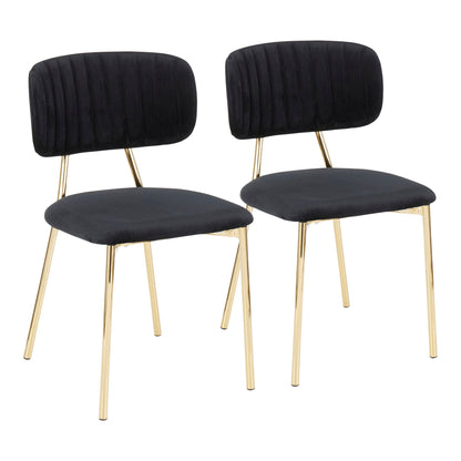 Set of 2 black tufted upholstered chairs with gold metal legs on Tampa Home & Garden Store