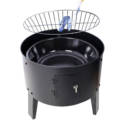 A Portable Charcoal Smoker and Grill for Outdoors