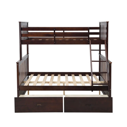 Bunk bed with ladder and safety guard rails in dark wood by Unique Piece Furniture on Tampa Home & Garden Store
