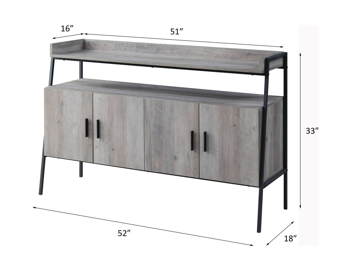 Samiya TV Stand gray woodgrain with black metal legs by HouseOfZazla, 52in W x 18in D x 33in H on Tampa Home & Garden Store