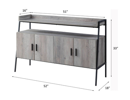 Samiya TV Stand gray woodgrain with black metal legs by HouseOfZazla, 52in W x 18in D x 33in H on Tampa Home & Garden Store