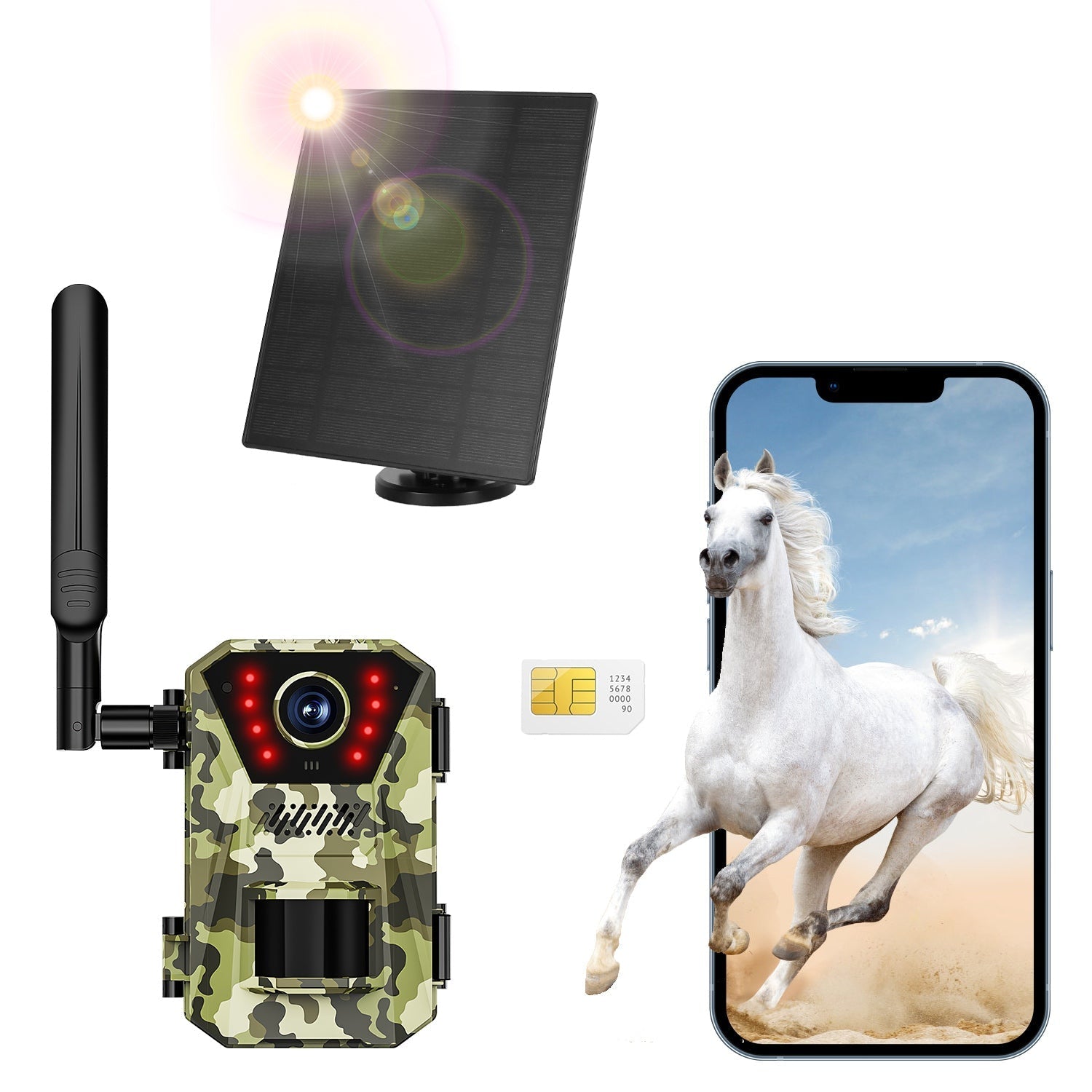 GemGear 4G 4K Solar Trail Camera camo body, IP66 waterproof, 140° viewing, app ready on Tampa Home & Garden Store