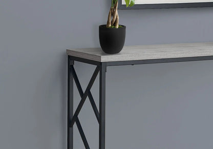 Accent Console Table with light wood top and black metal X-frame on Tampa Home & Garden Store