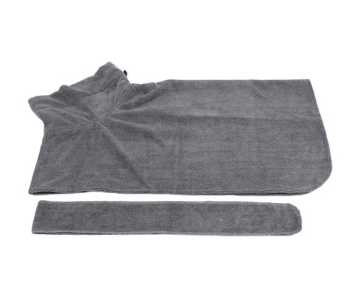 Absorbent Pet Bathrobe set in gray microfiber with waist belt by Pet Zen on Tampa Home & Garden Store