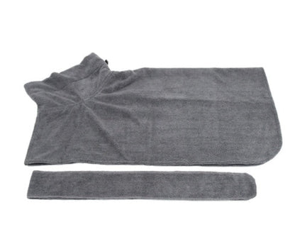 Absorbent Pet Bathrobe set in gray microfiber with waist belt by Pet Zen on Tampa Home & Garden Store