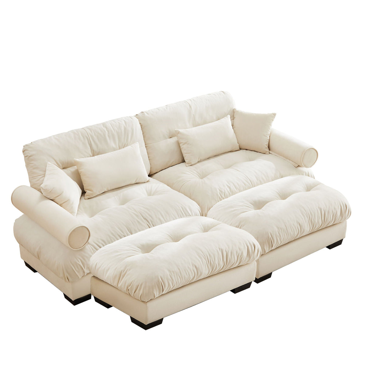 Super Comfort oversized modular sectional sofa with movable ottoman cream set HouseOfZazla on Tampa Home & Garden Store