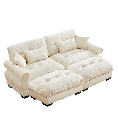 Super Comfort oversized modular sectional sofa with movable ottoman cream set HouseOfZazla on Tampa Home & Garden Store