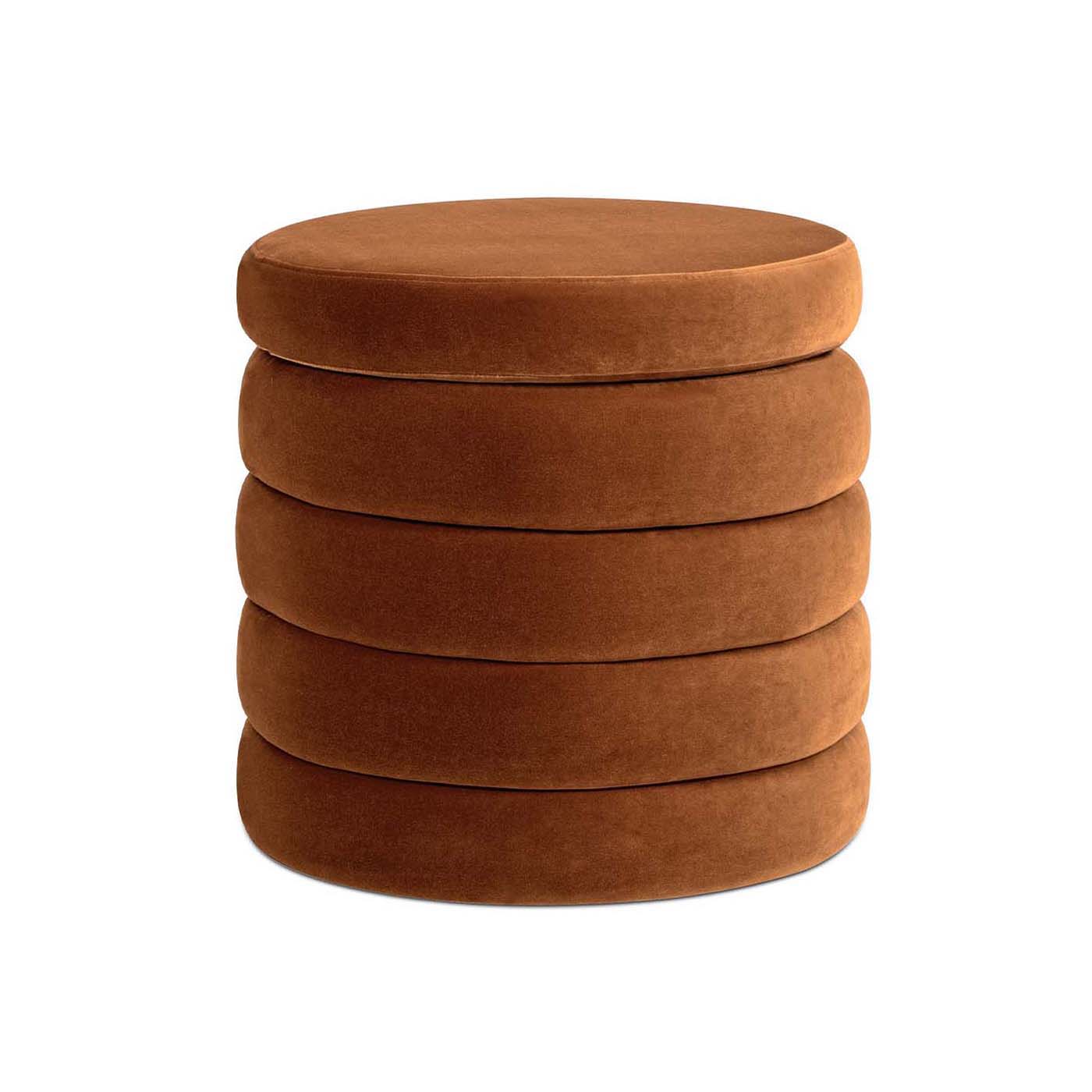 Fuji oversized round storage ottoman in warm cognac velvet by HouseOfZazla on Tampa Home & Garden Store