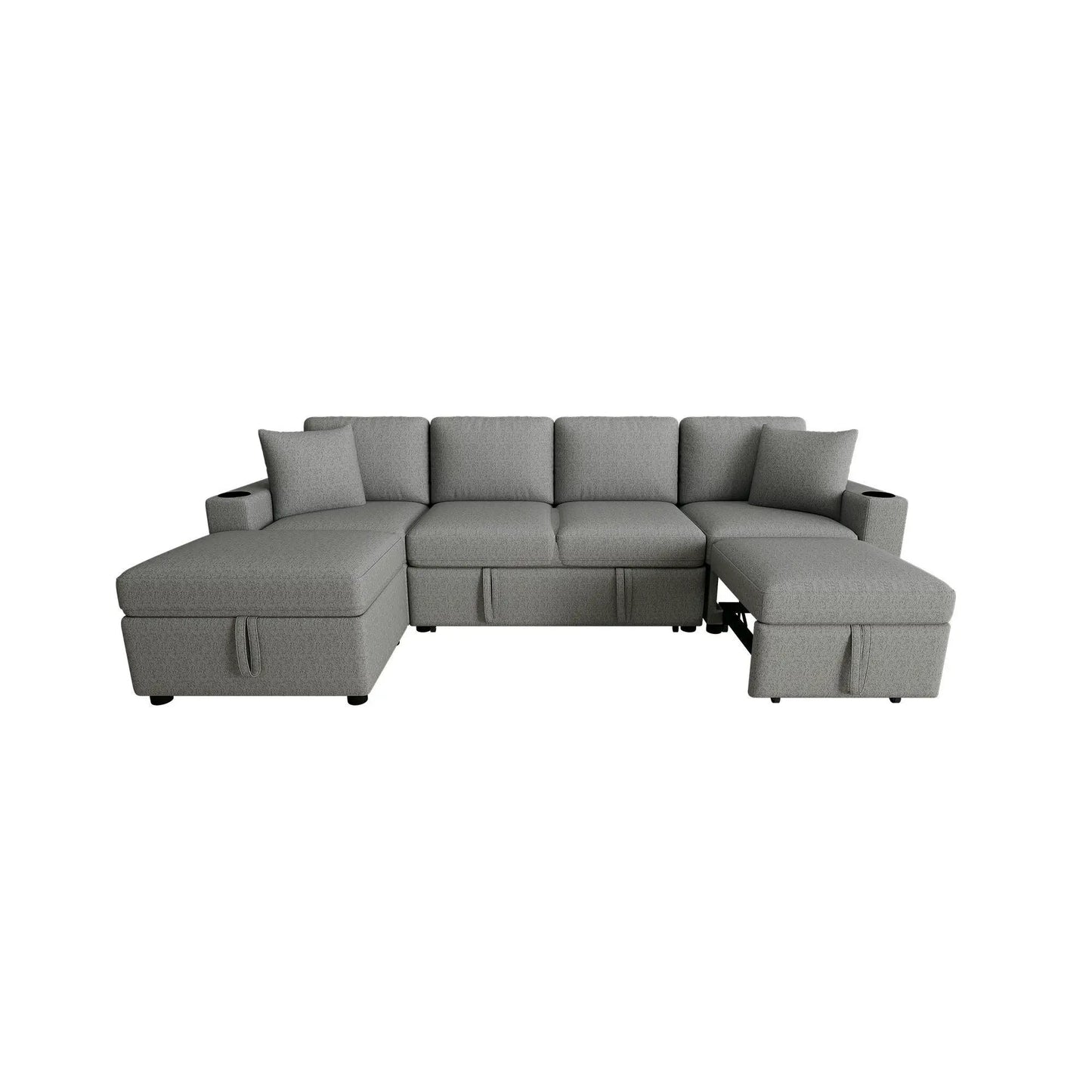 Gray sectional sofa with storage ottoman and pull-out bed; 2-piece set by Unique Piece Furniture on Tampa Home & Garden Store