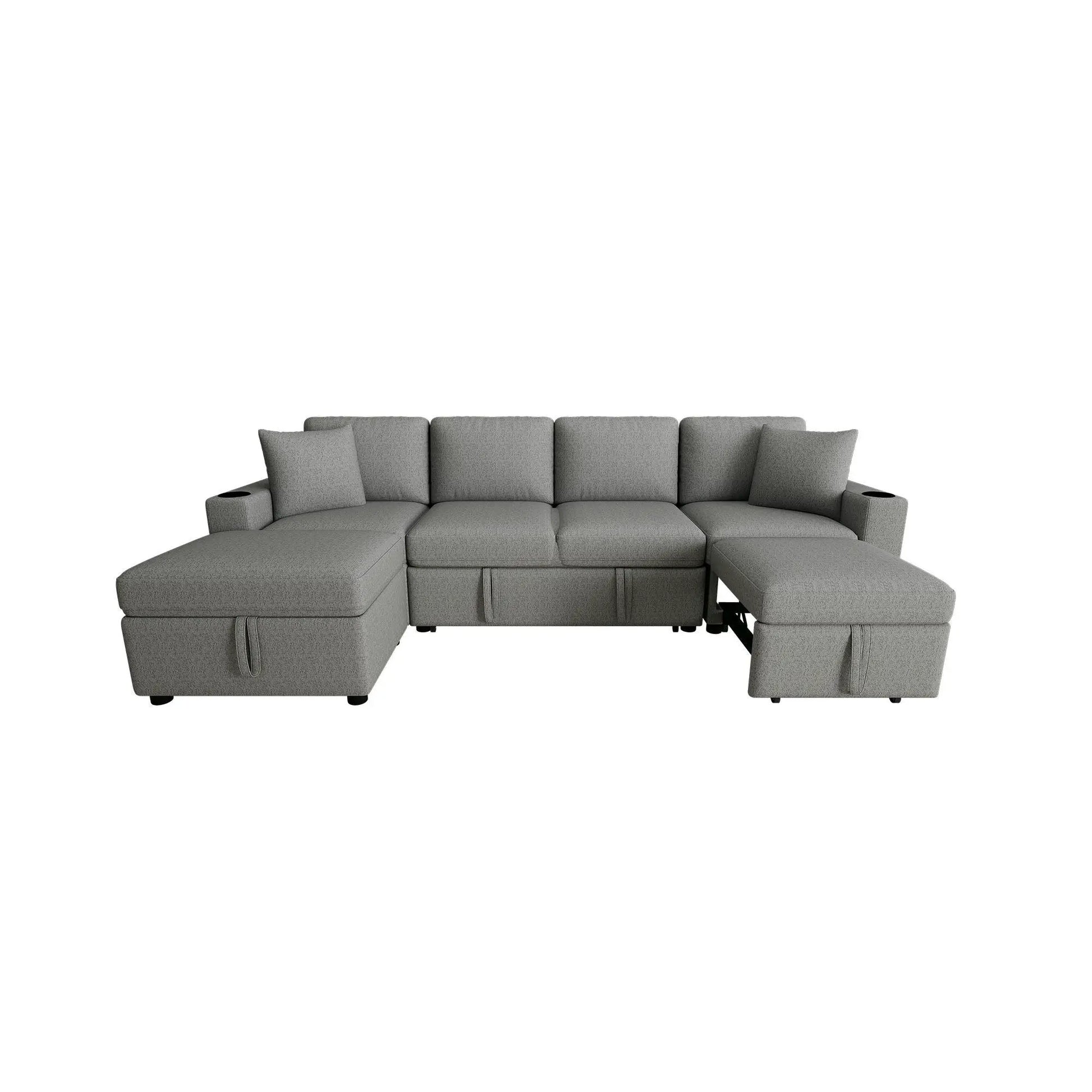 Gray sectional sofa with storage ottoman and pull-out bed; 2-piece set by Unique Piece Furniture on Tampa Home & Garden Store