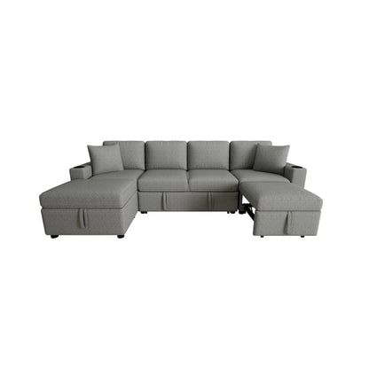 Gray sectional sofa with storage ottoman and pull-out bed; 2-piece set by Unique Piece Furniture on Tampa Home & Garden Store