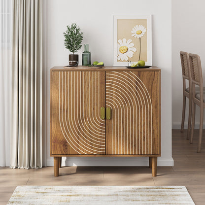 Buffet cabinet with groove design in brown wood by HouseOfZazla on Tampa Home & Garden Store