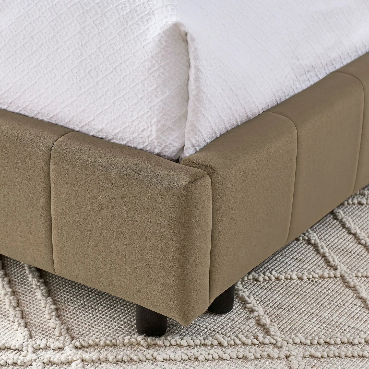 Upholstered Bed Frame with Tufted Backrest