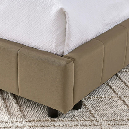 Upholstered Bed Frame with Tufted Backrest