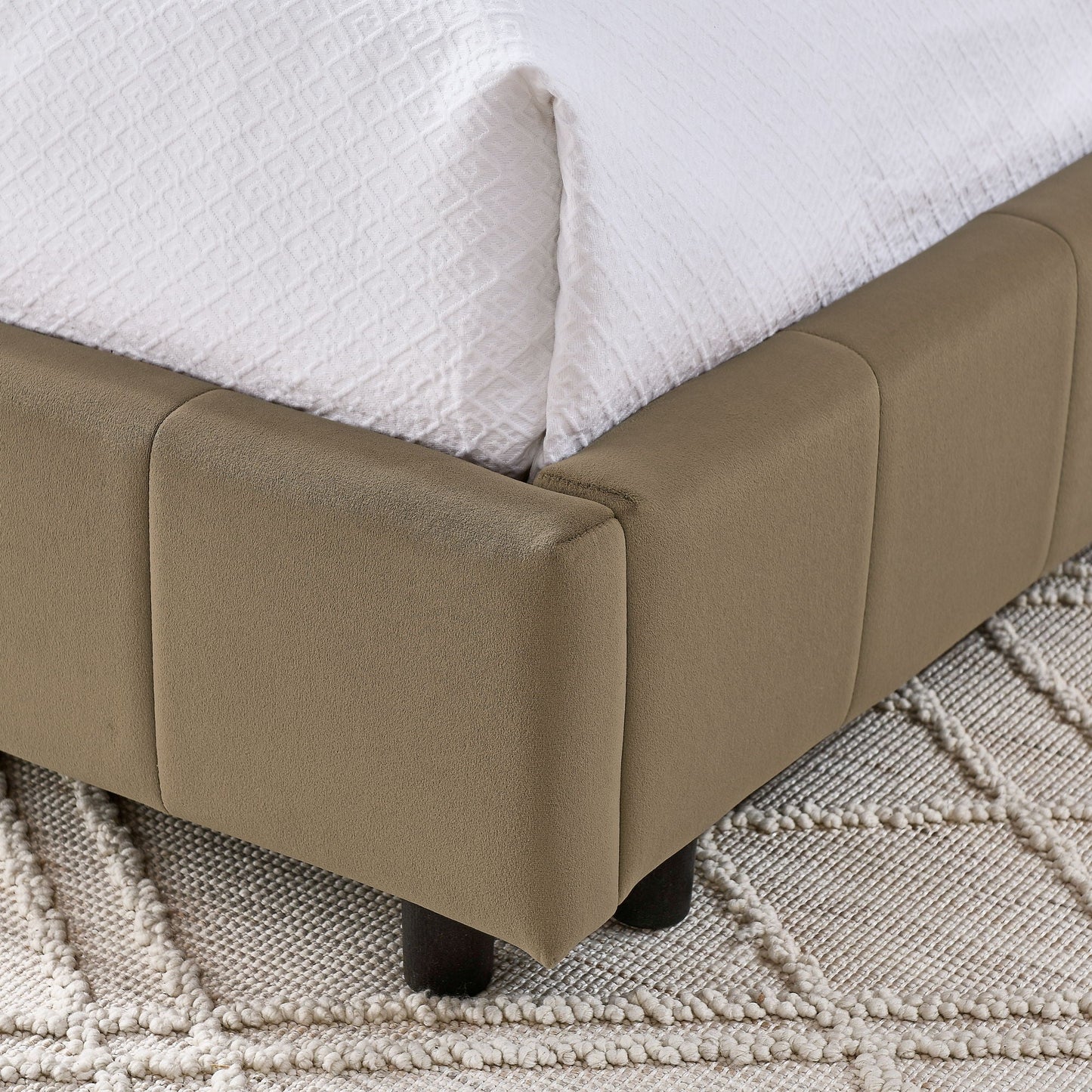 Elegant Upholstered Bed Frame And Armrests