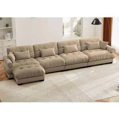 Modern Sectional Sofa with Ottoman and Pillows