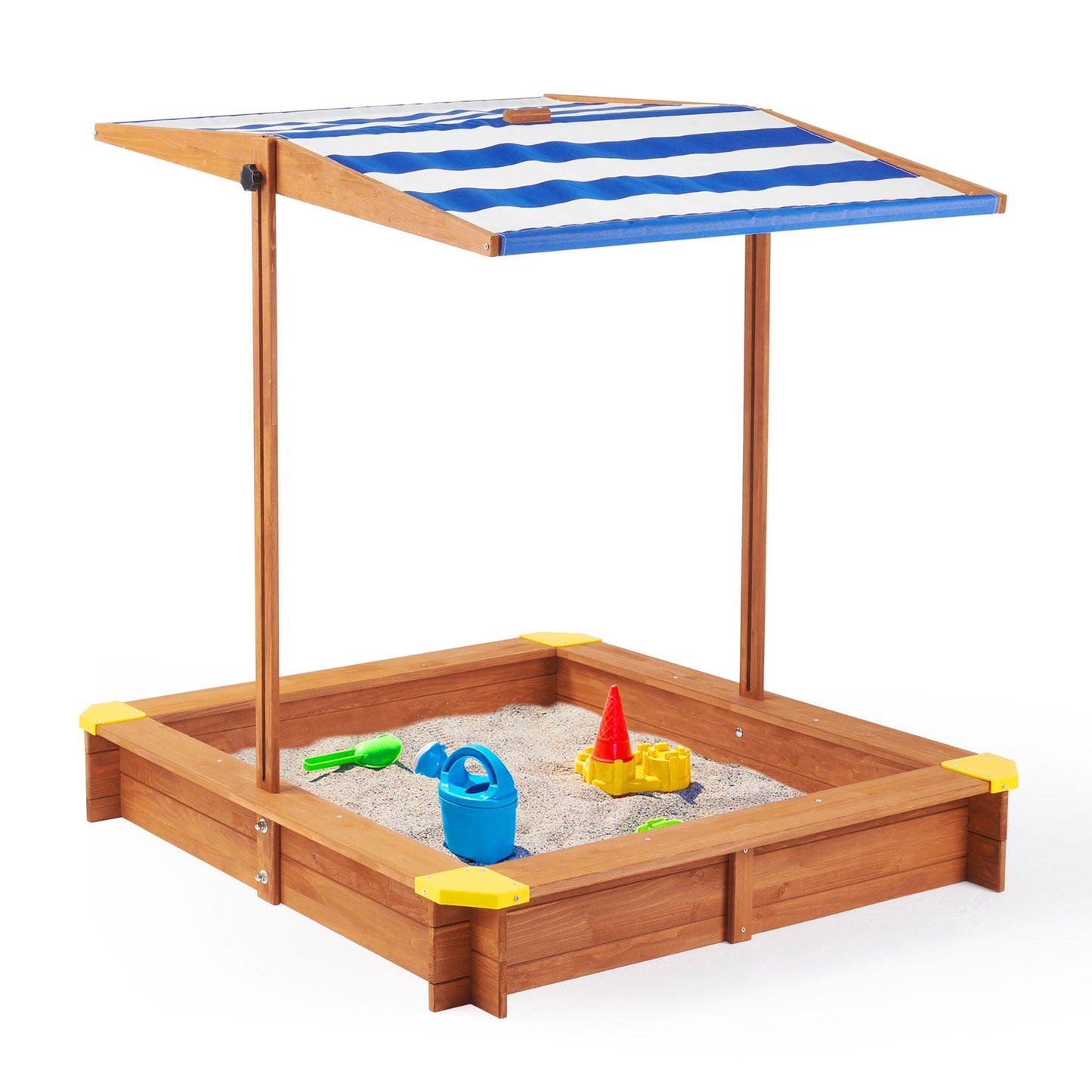 Large Outdoor Wooden Sandbox With Canopy