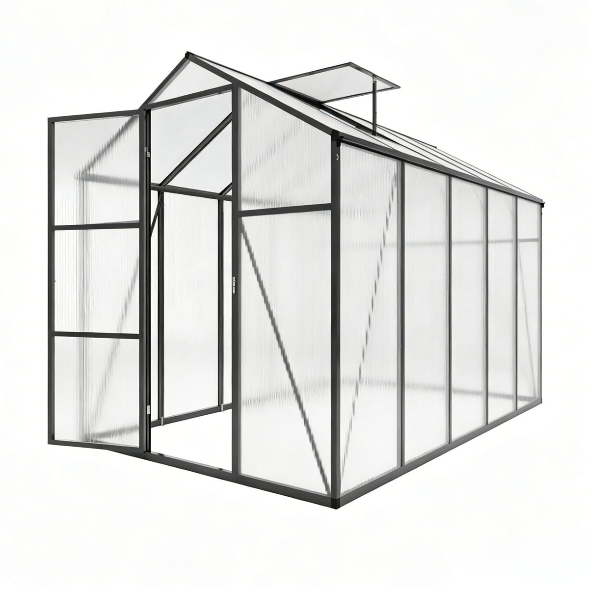 Windproof Greenhouse with Raised Base, polycarbonate panels, black frame by HouseOfZazla on Tampa Home & Garden Store