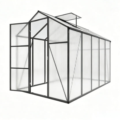Windproof Greenhouse with Raised Base, polycarbonate panels, black frame by HouseOfZazla on Tampa Home & Garden Store